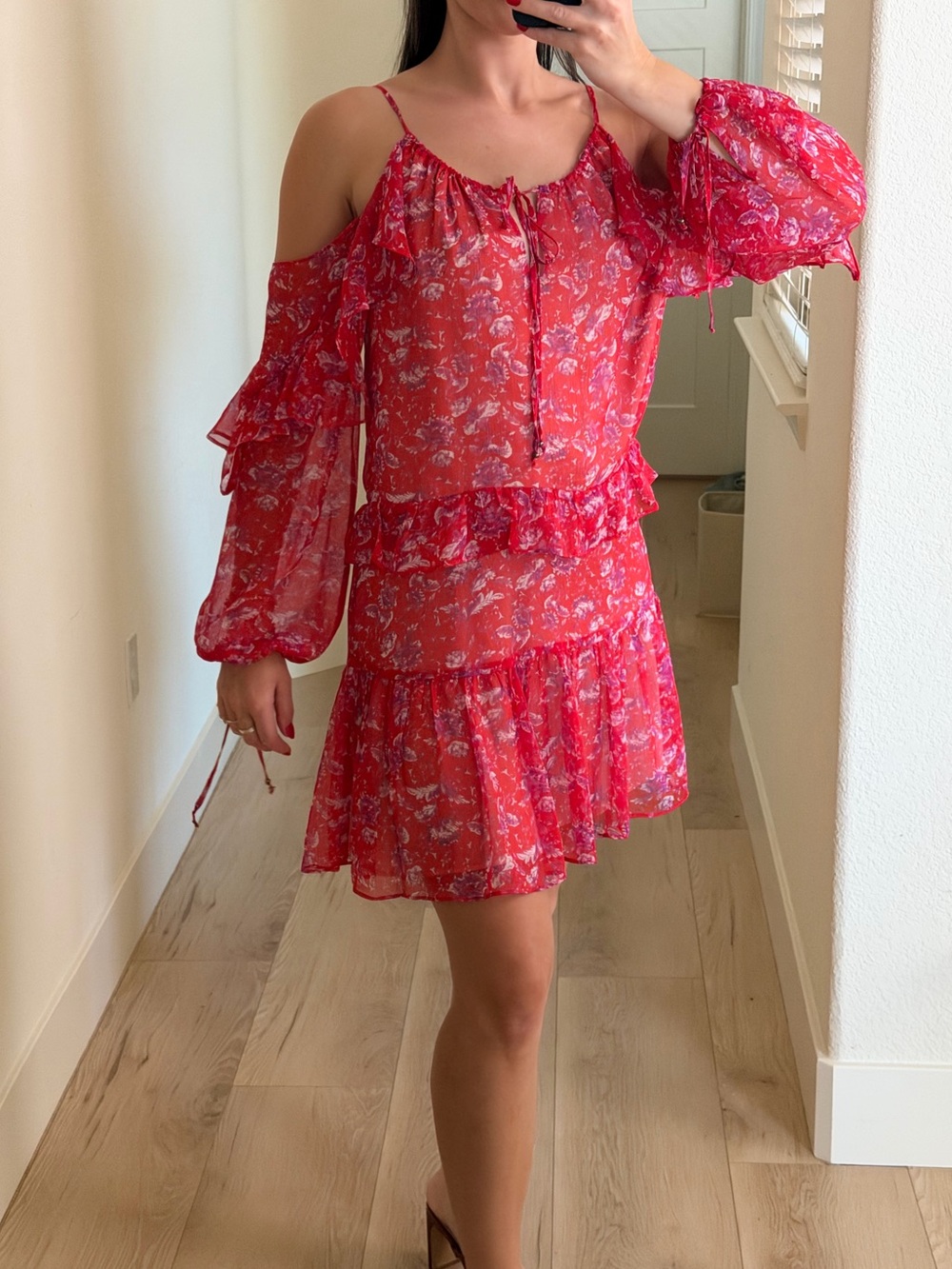 Red flowy dress